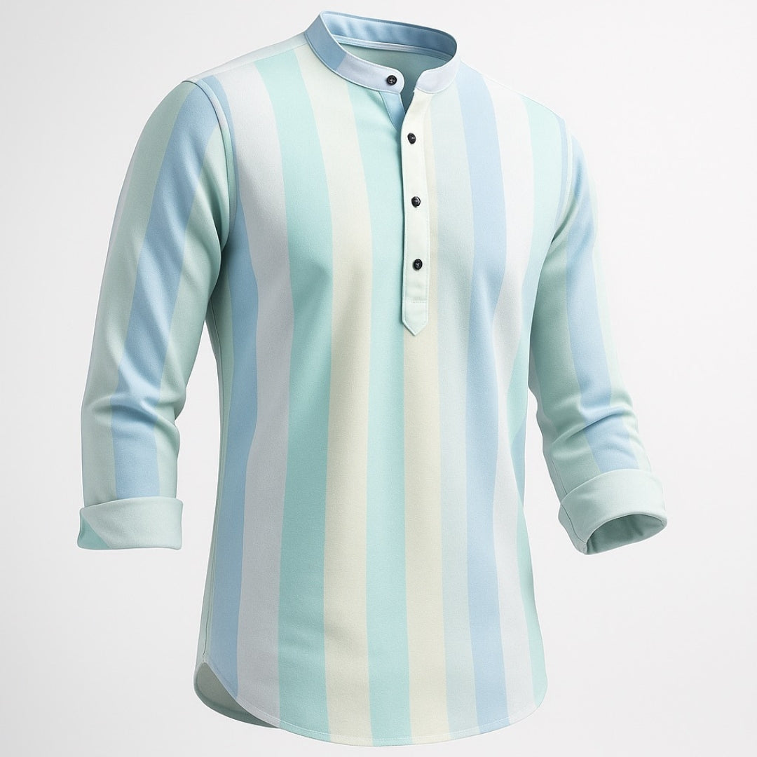 Men’s Color Block Spread Collar Casual Shirt | Premium Regular Fit | Casual/Festive Wear